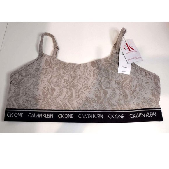 Calvin Klein Other - NEW with TAGS Calvin Klein CK One Bralette size XL SNAKESKIN cream QF5727